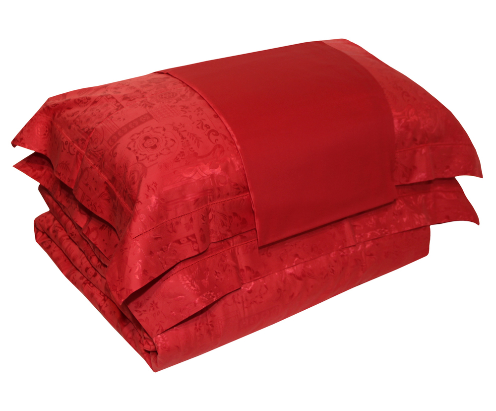 Постельное белье семейное SilkLine Luolai красное
