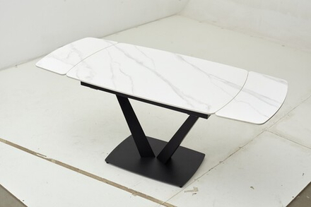 Стол ALATRI 120 MATT WHITE MARBLE SOLID CERAMIC / BLACK, ®DISAUR