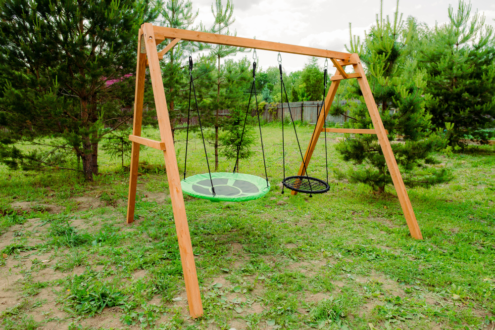 Деревянные качели с качелями гнездо 60 см и качелями гнездо Свиби