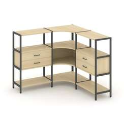 Shelf System Трехсекционный угловой стеллаж трехярусный с ящиками SN.STMU-331 Акация Лорка/Металл Ан