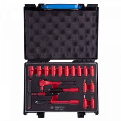 KING TONY (25VE01MRV) Набор торцевых диэлектрических головок с принадлежностями 1/4", шестигранные, 5-14 мм, 18 предметов