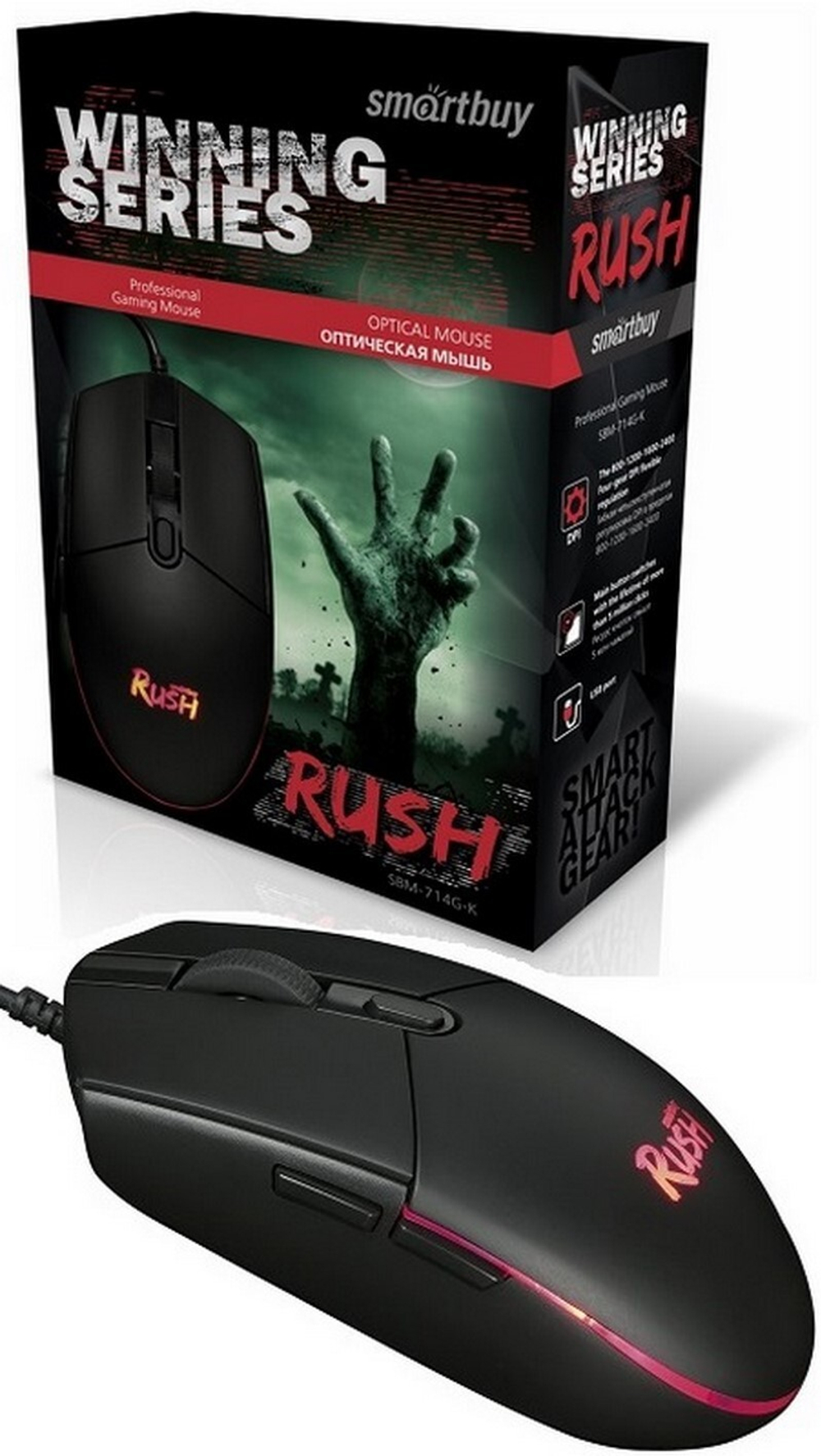 Оптическая мышь игровая SmartBuy RUSH 714 (черный) (SBM-714G-K)