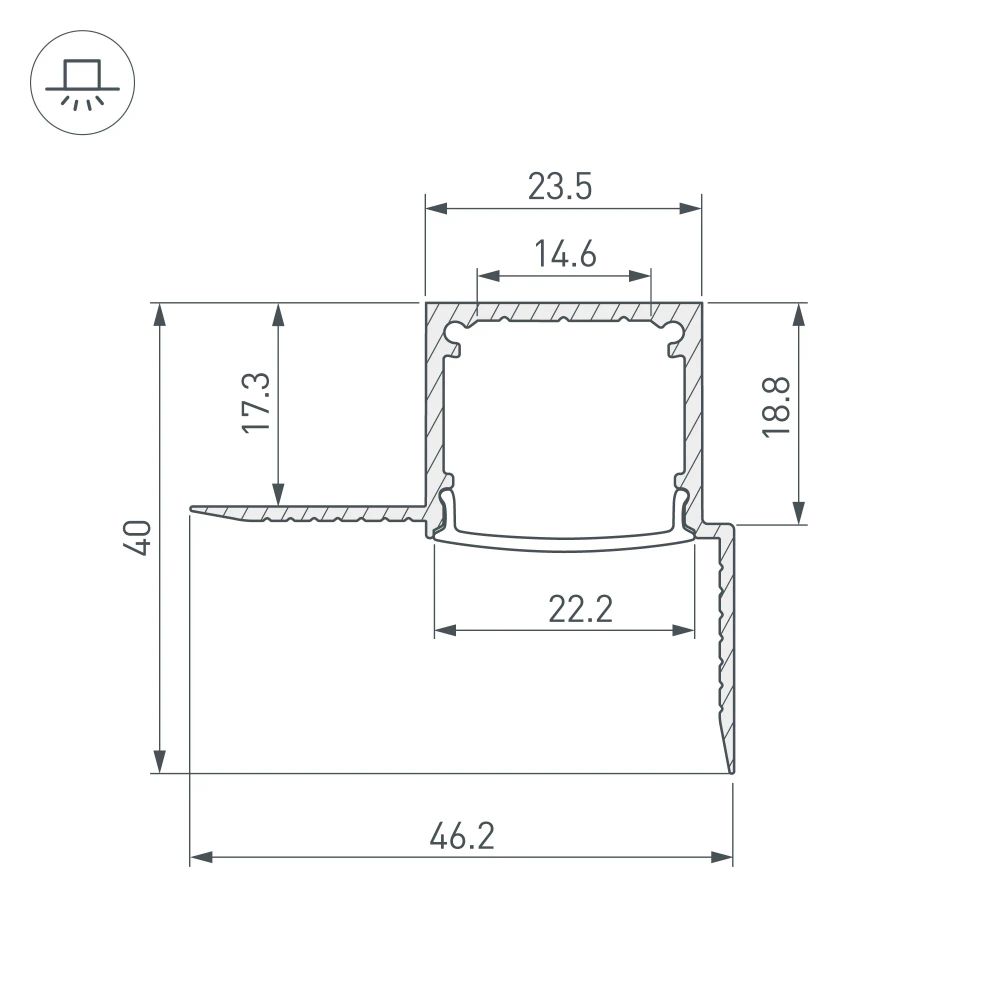 Профиль FANTOM-W20-H20-EDGE-2000 ANOD (Arlight, Алюминий) 054184