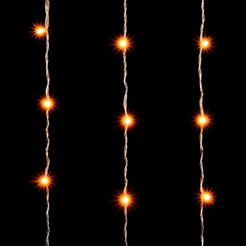 Светодиодный занавес 2*2 м., 400 желтых LED ламп, облегченный, прозрачный провод ПВХ, LTC (PCL400NOT-10-2Y)