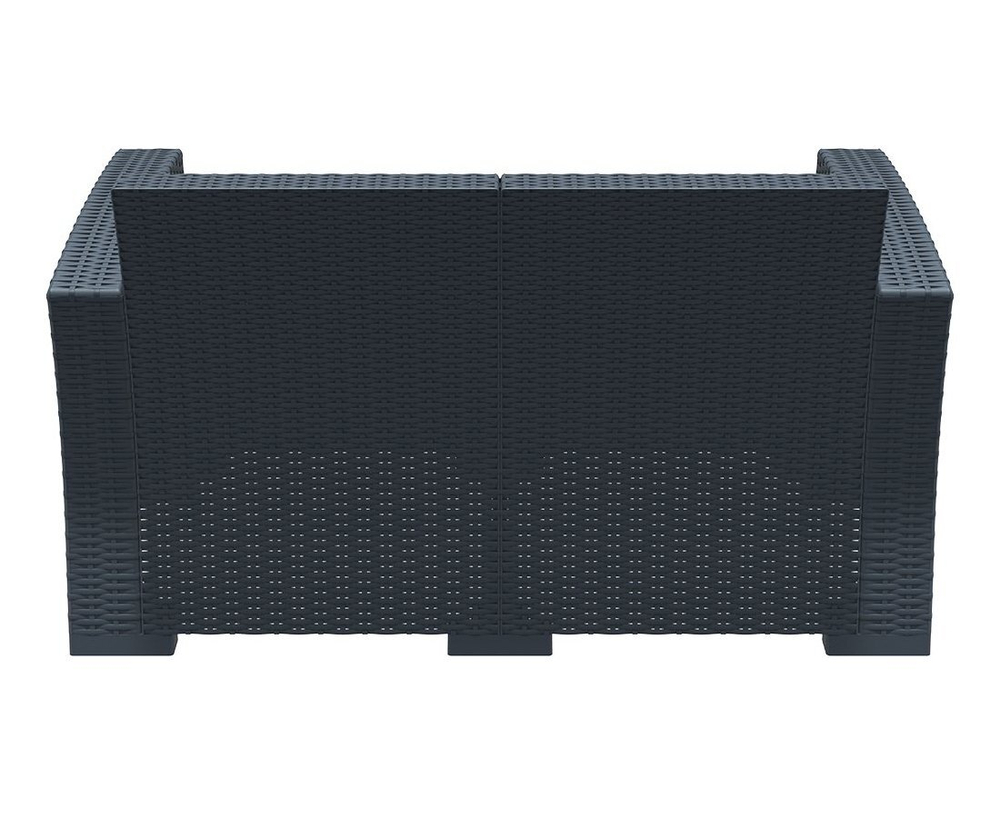 Диван пластиковый плетеный двухместный с подушками Monaco Lounge, антрацит