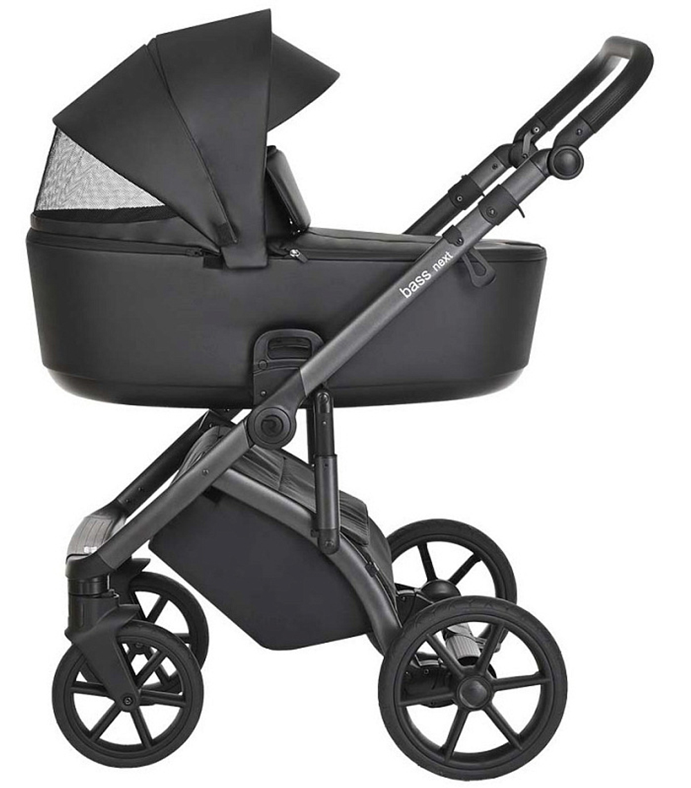 Детская коляска Roan Bass Next Кожа 2 в 1 RN088/1 Black/Black