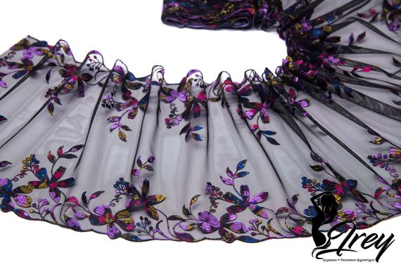 05-74 Вышивка на неэл. сетке 22 см, ночной сад, черный/фиолет