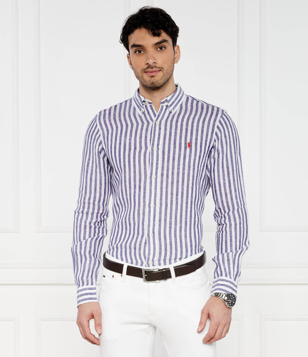 Льняная рубашка POLO RALPH LAUREN - фиолетовый(710837274)