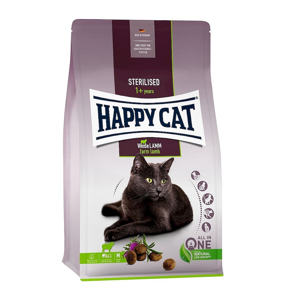 Сухой корм Happy Cat Sterilised Weide-Lamm для стерилизованных кошек с Ягненком, пакет 1,3 кг Сухой корм Happy Cat Sterilised Weide-Lamm для стерилизованных кошек с Ягненком, пакет 1,3 кг