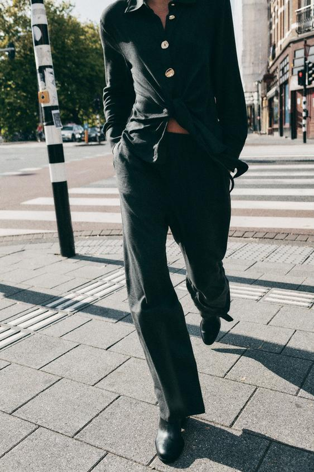 ZARA ПРЯМЫЕ БРЮКИ, ТЕМНО-СЕРЫЙ