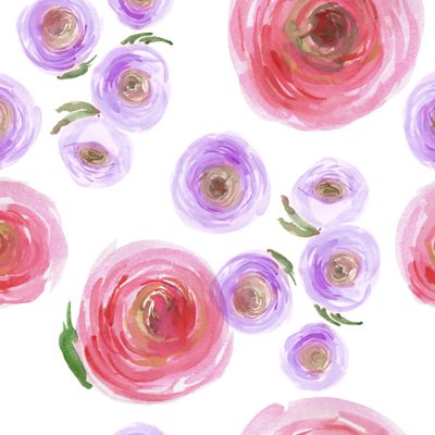 Яркие розовые цветы акварелью