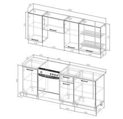 Кухонный гарнитур Латте 2000 (38 мм)