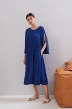 Длинное свободное платье с красивой спинкой (Размер: XXXL) (Цвет: синий)