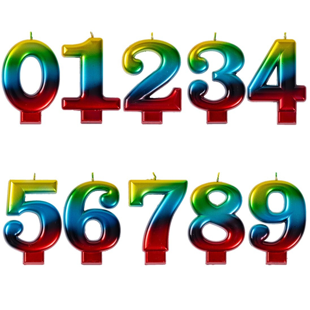 Свечи-цифры на торт разноцветные 8 см