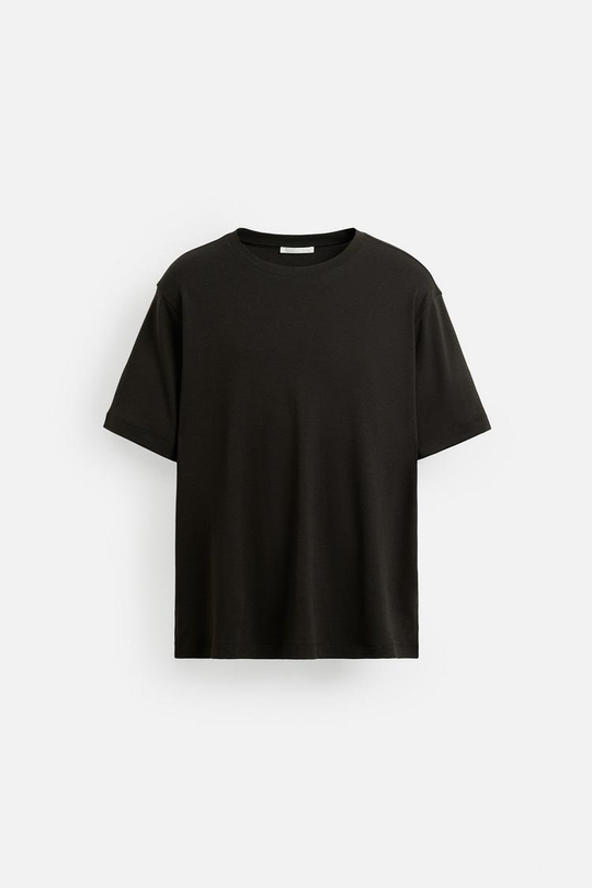 ZARA ФУТБОЛКА ИЗ ХЛОПКА SUPIMA ®, ТЕМНО-КОРИЧНЕВЫЙ