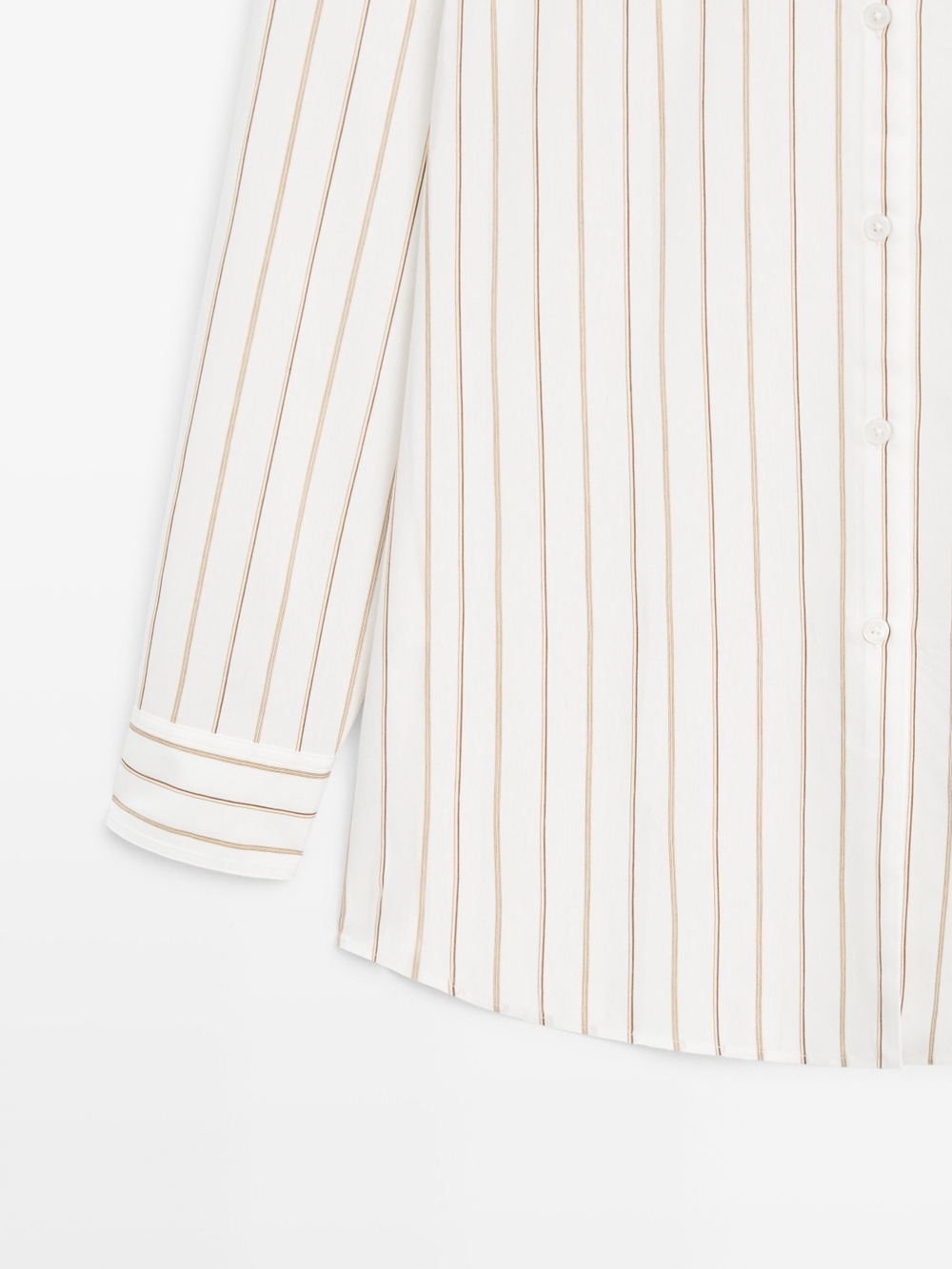 Massimo Dutti Трехцветная рубашка из струящейся ткани в полоску, белый