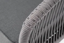 "Канны" кресло плетеное из роупа, каркас алюминий белый муар, роуп светло-серый круглый, ткань серая 017