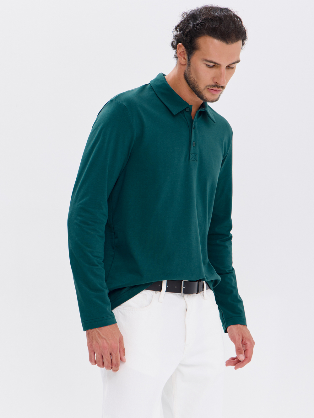 Повседневный базовый лонгслив поло