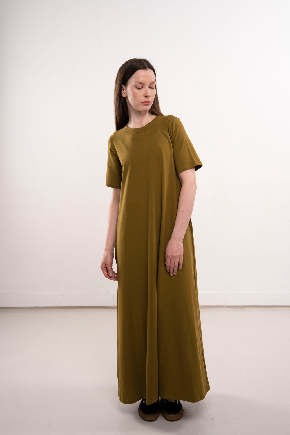 Длинное свободное платье с карманами | + цвета