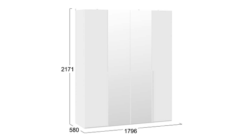 Шкаф для одежды (580) с 2 глухими и 2 зеркальными дверями «Порто»