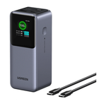 Внешний аккумулятор Ugreen Nexode (20000 мА·ч) (PB721) Проводная зарядка: 2 USB-C, USB-A. Беспроводная зарядка: нет. Есть дисплей, поддержка PD 3.0, QC 3.0, PPS, AFC, SCP и FCP. Энергоёмкость — 72 Вт·ч. Максимальная выходная мощность — 100 Вт