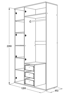Шкаф трехстворчатый "Ольга-14" (дуб сонома), ЛДСП/МДФ, Фант-мебель, г. Волжск