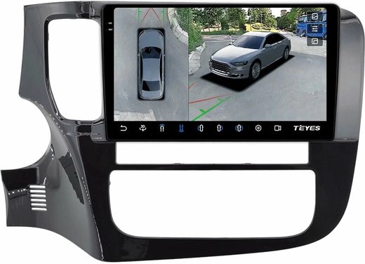 Магнитола Mitsubishi Outlander 3 2012-2022 (левый руль) - Teyes CC3-2K-360 монитор 9.5" 2K QLED на Android 10, 6Гб+128Гб, CarPlay, 4G SIM-слот, 4 камеры в комплекте