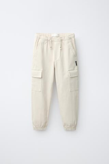 ZARA БРЮКИ КАРГО, ЦВЕТ СЛОНОВОЙ КОСТИ