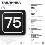 Табличка с номером склада "Склад №75", номер на дверь, 30 х 10 см, серия COSMO, черная, Айдентика Технолоджи