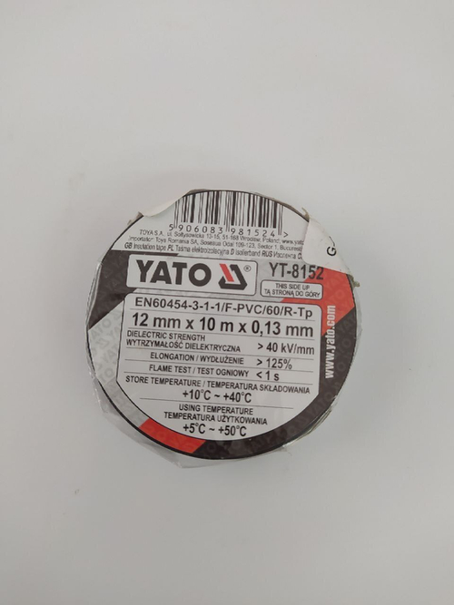 Изолента ПВХ черная 12мм х 10м х 0,13мм YATO арт. YT8152