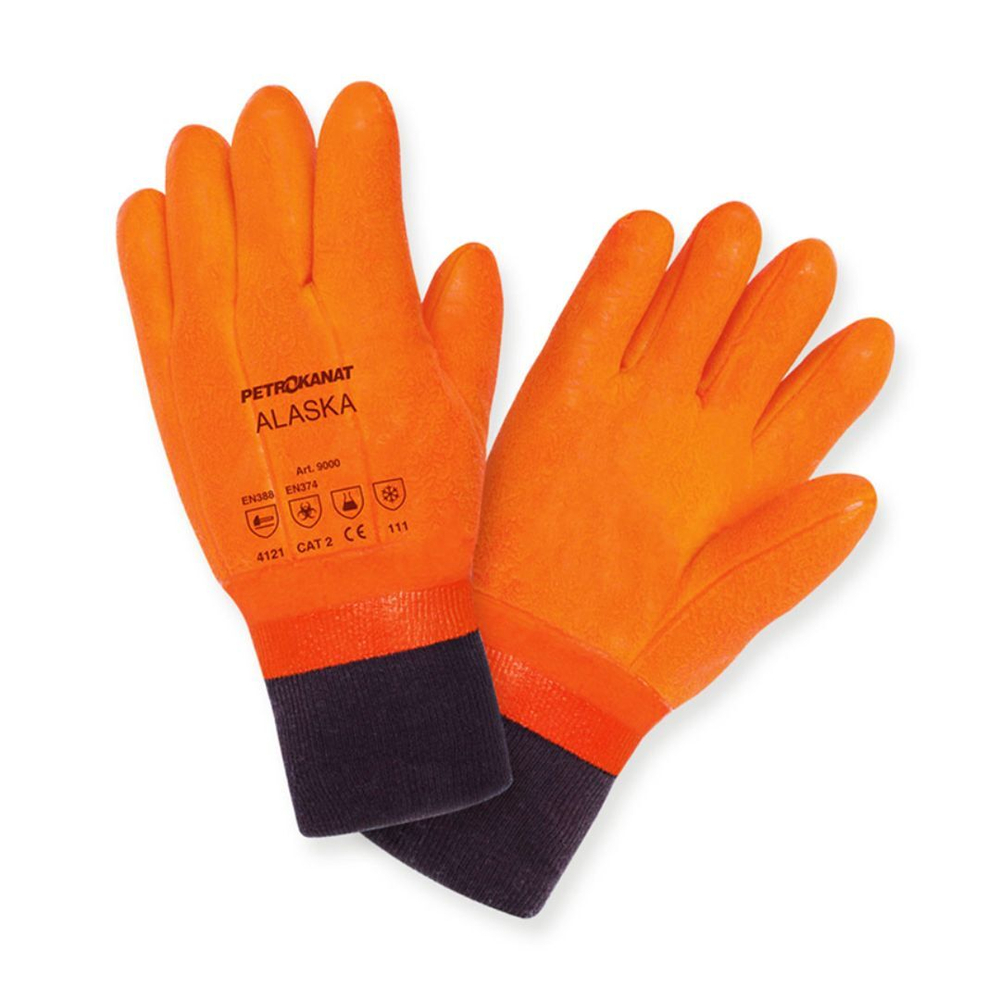 Перчатки рыболовные зимние Петроканат ALYASKA 30 см, манжета, оранжевые, размер ХL, 1 пара (для промышленной морской ловли)