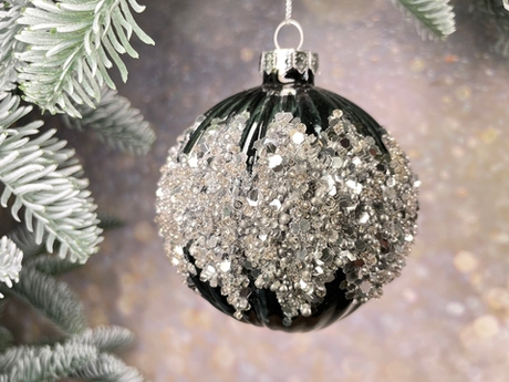 Набор шаров 12шт 8см House of Seasons серый с блестками 2 вида в ассортименте