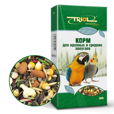 Корм для крупных и средних попугаев, 500г, Тriol Standard