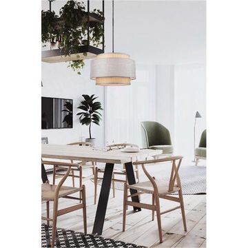 8043/1 MODERNI LN25 266 черный/серый/бежевый, металл/текстиль/ротанг Подвесной светильник Е27 1*60W 220V LAUNA