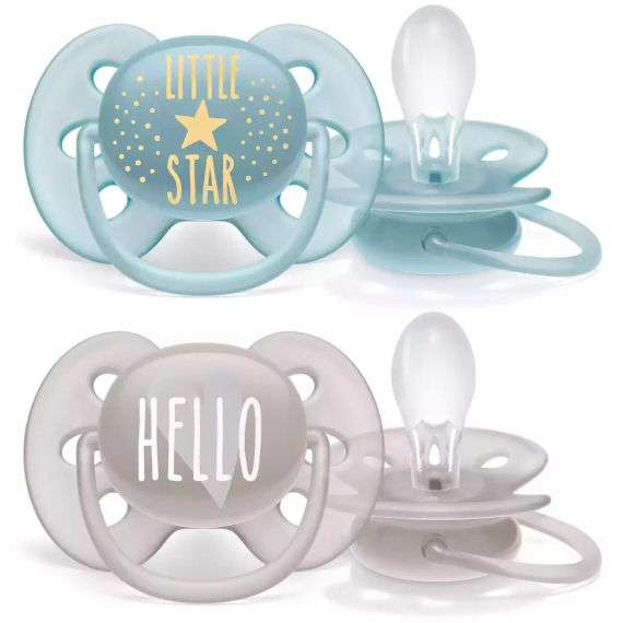 Əmzik \ ultrasoft soother, 6-18M, BOY, DECO, 2-pack Starry