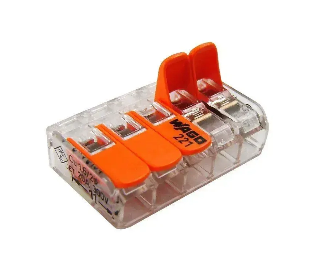 Клемма Wago 221-415 5-проводная для соединения проводов, 10 шт.