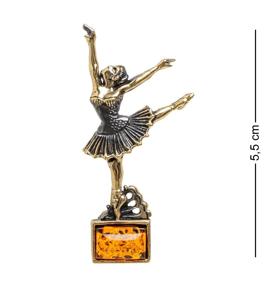 AM-1652 Брошь «Балерина» (латунь, янтарь)