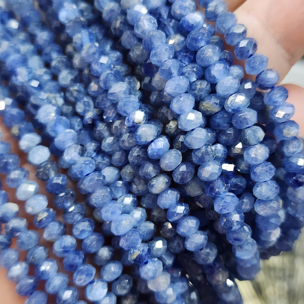 Кианит природный, бусины рондель 4.7×3.2мм, ювелирная грань
