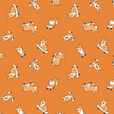 Вельш корги на скейте