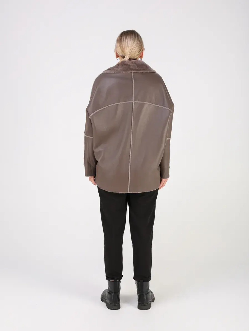 Дубленка зимняя натуральная оверсайз больших размеров