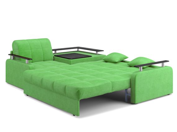 Диван угловой с Баром Денвер 1,2 - Velutto 31 зеленый/  коричневая накладка