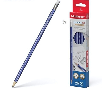 Карандаш ч/г с ластиком Grafica 101 HB шестигран. (Erich Krause)