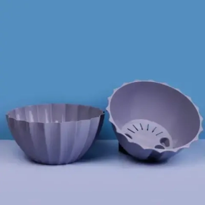 Кашпо для цветов пластиковое 3,4л d-25см «Ракушка» серый шёлк