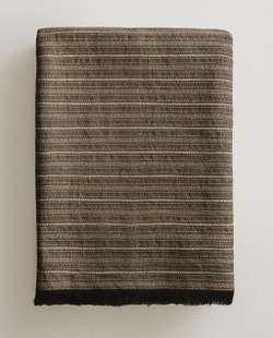 Zara Home плед из хлопка, серый, в полоску, 140x190 см
