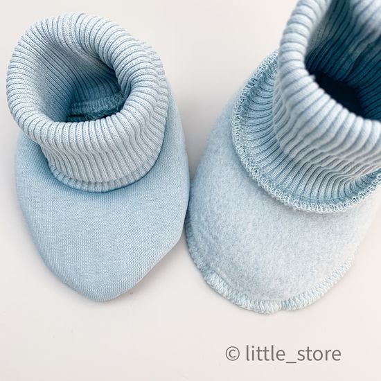 Пинетки "Simple" из футера с начесом, Нежно-голубые