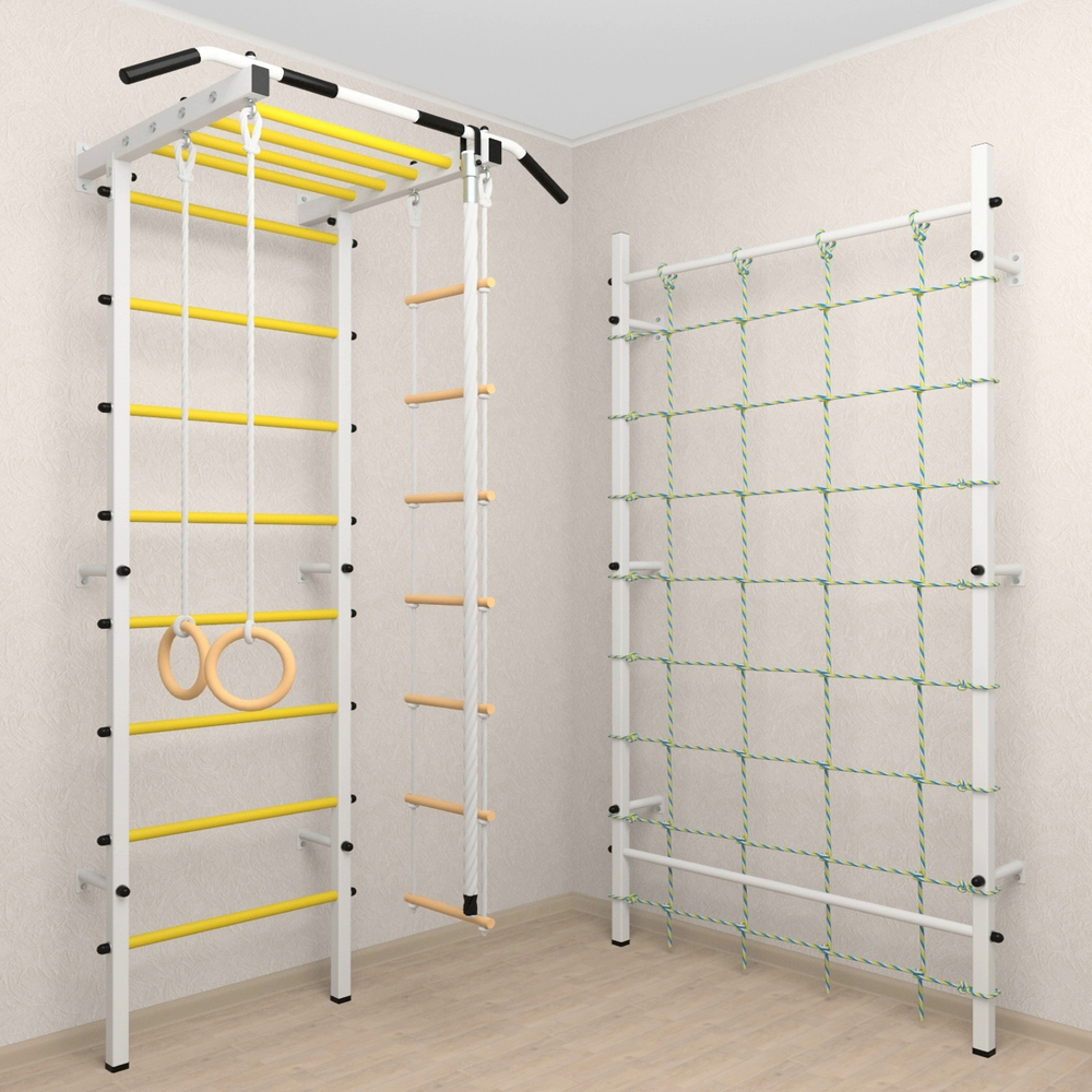 Шведская стенка Sv Pro рукоход 856 (Турник Pro рукоход/Канат/Kольца/Лестница/Канатный лаз/Сетка)