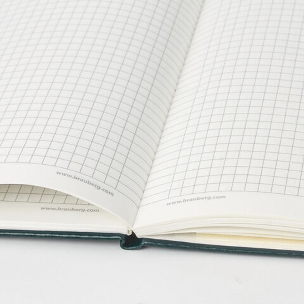 Блокнот в клетку с резинкой А5 (148x218 мм), 80 л., балакрон зеленый BRAUBERG "Metropolis", 111583