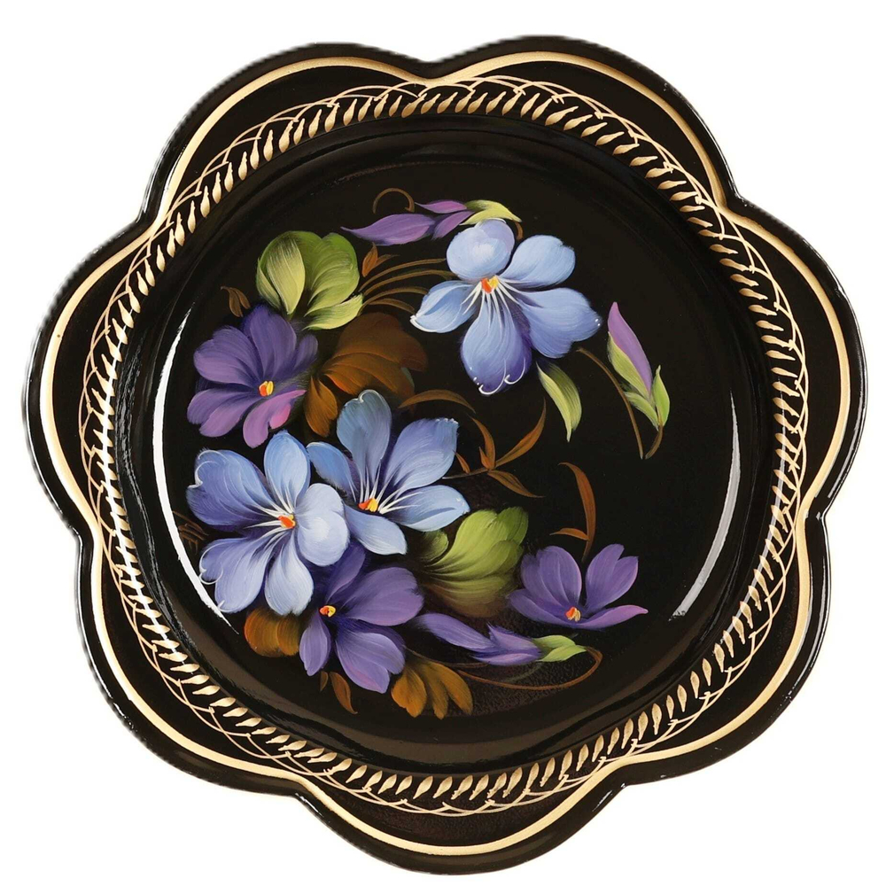 Жостовский поднос декоративный, размер 18 см (A1), металлический