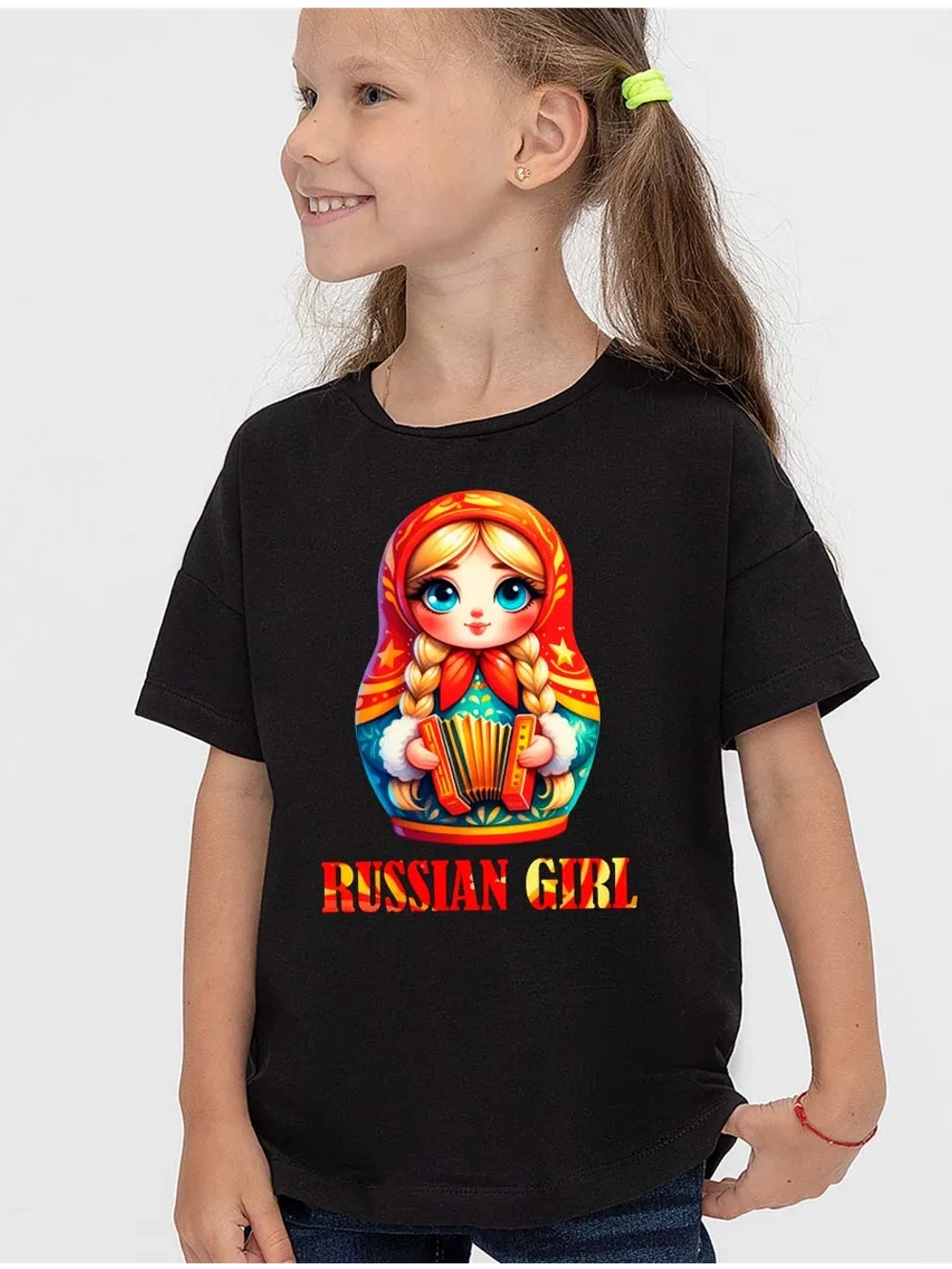 Футболка детская с Матрешкой Russia GIRL