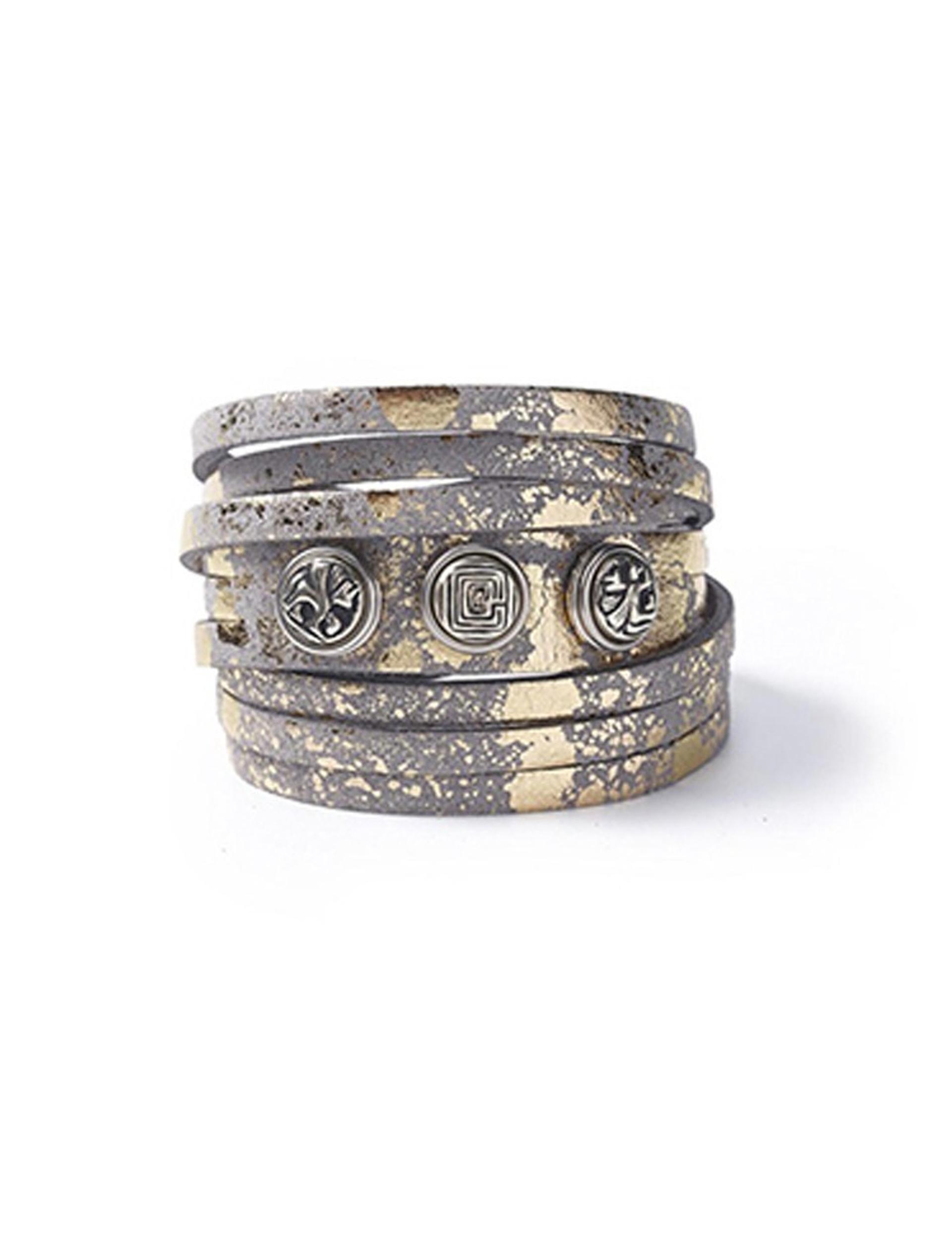 PETITE БРАСЛЕТ ТРОЙНОЙ ЗОЛОТЫЕ КАПЛИ СЕРЫЙ